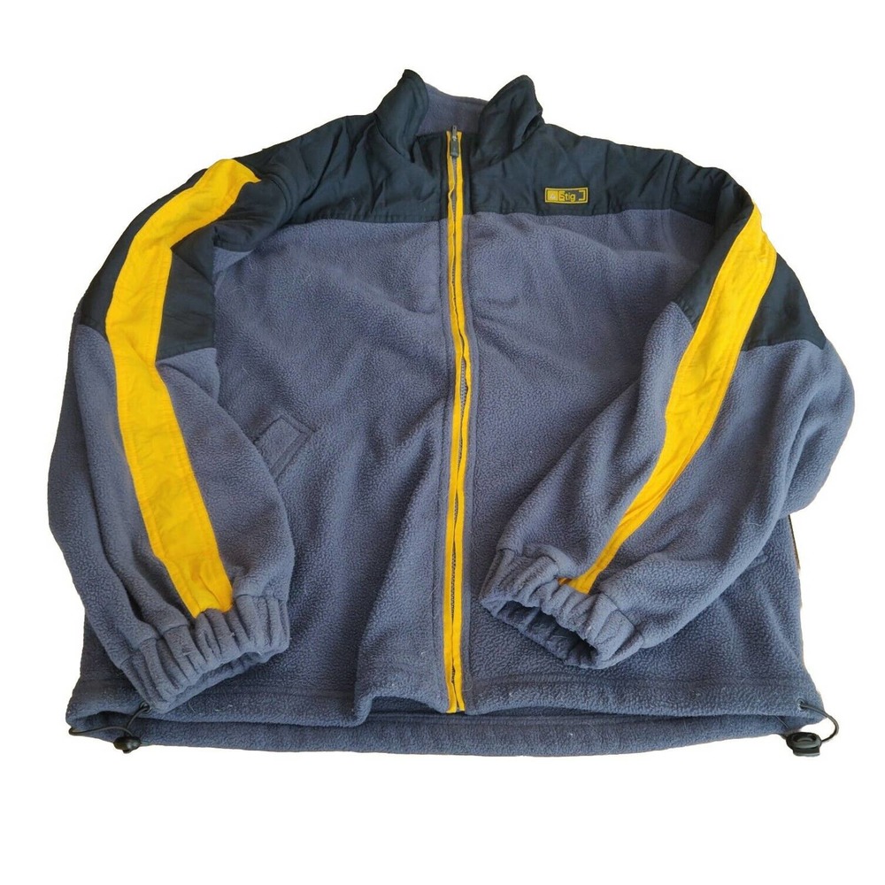 Stig Men's Jacket Fleece Full Zip Gray Black Size S Collared